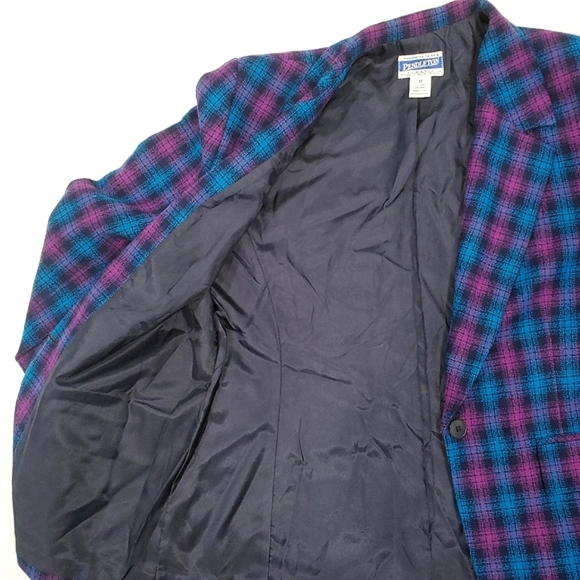 Pendleton Vibrant Blue and Purple Check Blazer - Picture 5 of 12